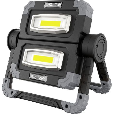 Lampe de travail LED rechargeable 20 W - Lampe de travail très lumineuse avec rotation à 360 ° - Lampe de travail pliable et étanche pour réparation de voiture, camping, randonnée (1/5)