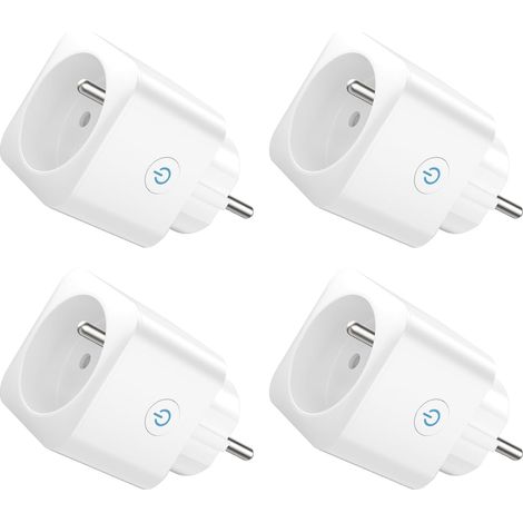 Prise Connectée WiFi, Prise Alexa Programmable, Compatible avec Alexa/Google Home, Smart Life APP, Suivi de Consommation, Contrôler le ventilateur/climatiseur, 2,4 GHz Wi-Fi, 16A 4PCS (1/5)