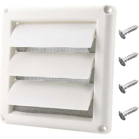 Copertura per sfiato dell'asciugatrice da 4" per cappa di ventilazione esterna montata a parete, ventilazione dell'asciugatrice con schermo,include 4 viti pour un easy installazione (bianco) (1/4)