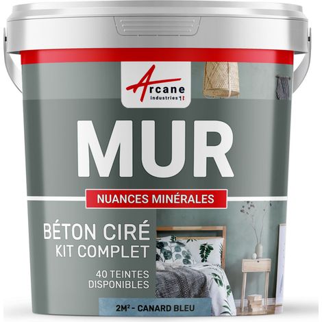 béton ciré, mur, couleur, enduit décoratif, enkit, gris, blanc, beige - 2 m² - Mate Canard Gris Bleuté - ARCANE INDUSTRIES