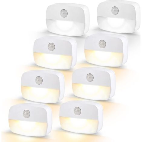 LED Night Lights, Motion Sensor Light with Dusk Sensor, Children's Night Light for Baby's Room, Kitchen, Hallway, Stairs, Living Room, Warm White, Pack of 8 (8 pieces) (1/5)