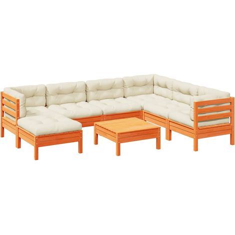 Maison Exclusive - Set de sofás jardín 8 pzas con cojines madera (1/5)