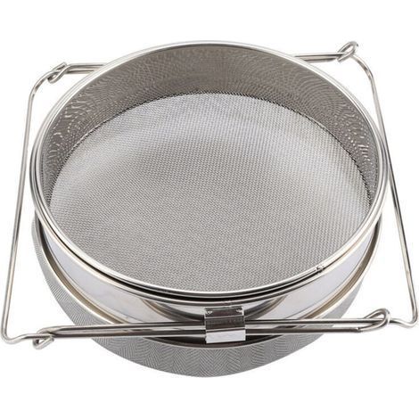 Grand tamis/passoire/filtre à miel en acier inoxydable à double couche avec bras réglables (1/4)