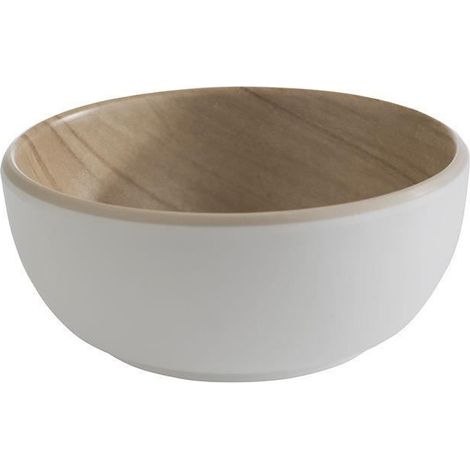 1 saladier Stellinox Frida Ø30 cm, intérieur boisé, extérieur blanc, capacité 4,7 L, pour service en restauration ou à domicile (1/4)