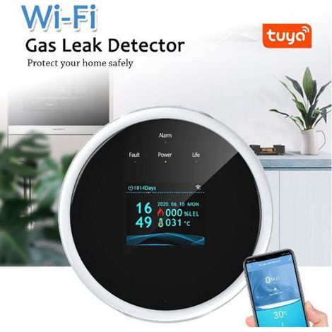 Tuya Wifi maison intelligente alarme de gaz naturel détecteur de gaz alarme de gaz alimenté par USB sans prise ni batterie (1/5)