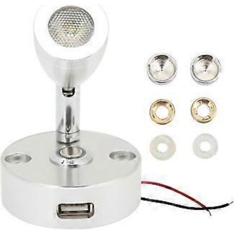 Lampe de lecture camping-car 3500K, 3 couleurs, aluminium, angle réglable, 12-24 V, lampe chevet bateau yacht (1/5)