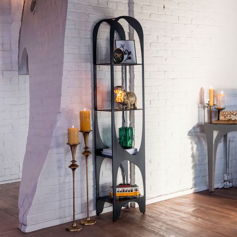 Etagère design 4 niveaux 41,5x30x200 cm en métal noir (1/5)