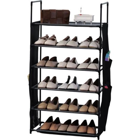 Etagère à chaussure à 6 niveaux Noir Herzberg HG03329-BLK (1/5)