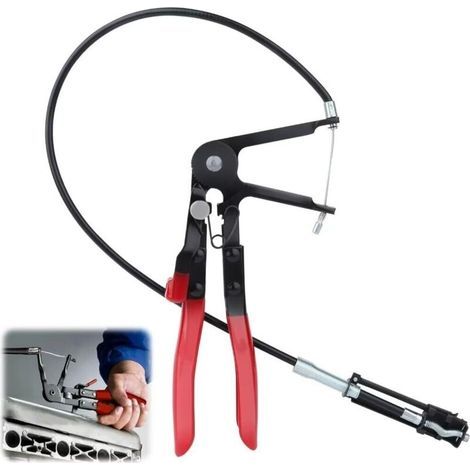 Pince à colliers de serrage longue portée – Largeur 12 mm – Actionnement câble Bowden pour zones restreintes – Montage et démontage facile (1/4)