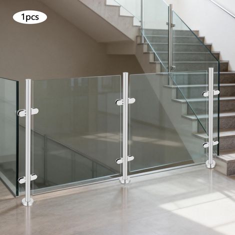 YISSALE – Poteau d'escalier en acier inoxydable de 110 cm avec support en verre (1/5)