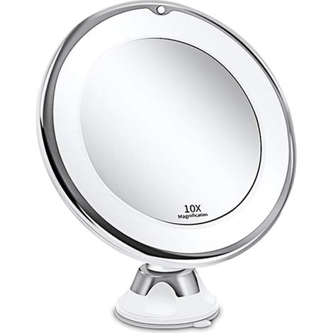 Miroir Grossissant Maquillage avec Lumières LED, Miroir Mural Rotation à 360° avec Verrouillage Ventouse pour Rasage Et Maquillage dans Salle (1/5)