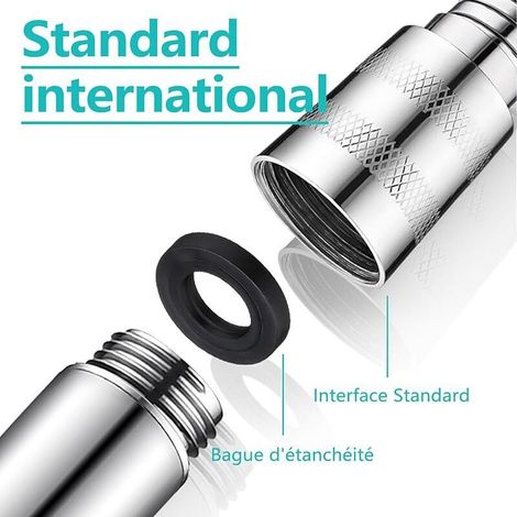 Tuyau de Douche 1.5m, Flexible de Douche avec Double Anti-Torsion Protection, Tuyau de Douche Résistant à la Corrosion, Acier Inoxydable Tuyau pour Pommeau de Douche (1/3)