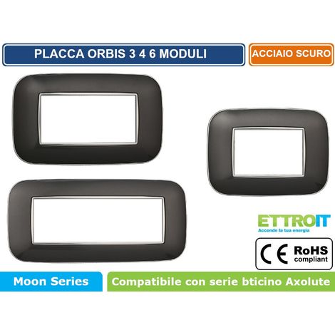 Placca Orbis Serie Moon 6P Colore Acciaio Scuro Compatibile Con Bticino Axolute (1/4)