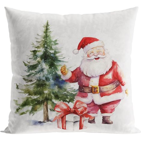 Federa natalizia in velluto 40x40 Babbo Natale (1/5)