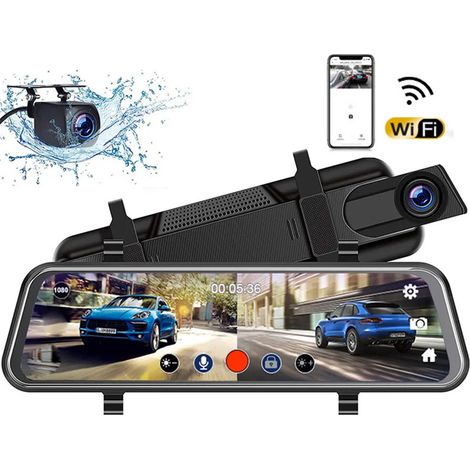 Caméra de tableau de bord DVR 2048P, double caméra avant et arrière, enregistreur de conduite avec écran tactile de 10 pouces, grand angle de 170 °, prise en charge de la vision nocturne claire (1/5)