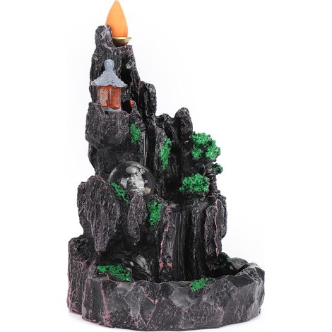 Socle brûleur d'encens unique en forme de paysage inversé, en résine, avec ampoule LED, un objet de décoration pour la maison. (1/5)