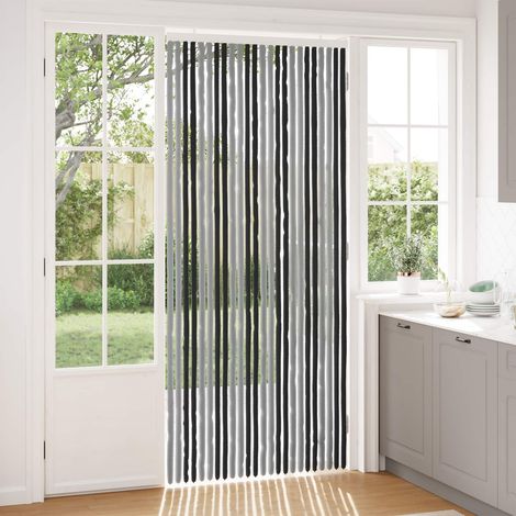 Rideau anti-insectes en chenille 100 % polypropylène gris et noir 100 x 230 cm - PANGIVO (1/5)