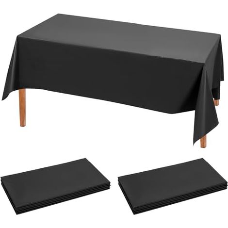 Lot de 10 Nappe Longue Noir, Plastique, 274 x 137 cm, Nappe Imperméable, Convient aux Restaurants, Mariages, Fêtes et Événements Spéciaux (1/5)