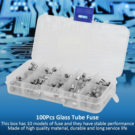 Lot 100 pièces fusibles cartouche verre 5x20mm multitension 0-250V 0,2-20A coffret accessoires électro auto maison (1/5)