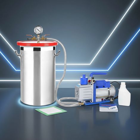 SET de Cámara de vacío 27,7L Bomba de vacío 127 l/min. Compresor de aire acondicionado Bomba industrial A/C medidor
