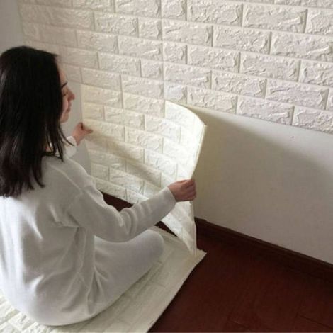 Panneau D'éponge 3d Briques Blanches Adhésif