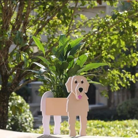 Golden retriever Pot de Fleur de Chien Mignon, Bac à Plantes Forme d\\'animal PVC, Jardiniere Exterieur Grande Taille, Pot de Fleurs (1/4)