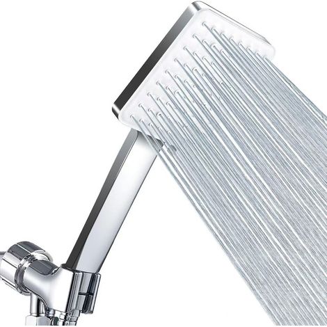 Ensemble de douchette carrée, pulvérisateur haute pression à 6 vitesses, tuyau de 59 pouces, support de douche combiné. (1/5)