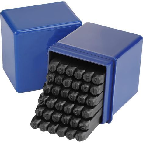 Poinçon à frapper lettres et chiffres 36 pièces 4mm acier carbone A-Z 0-9 pour métal bois cuir (1/5)