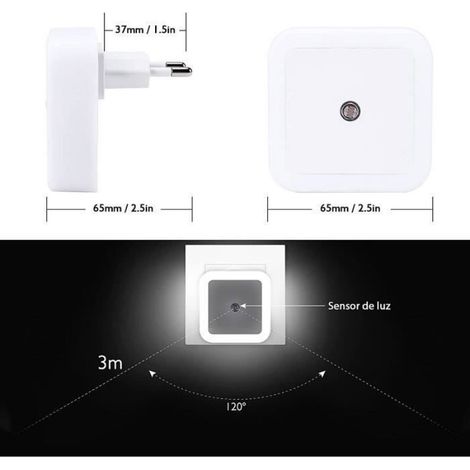 Veilleuse - LED Automatique - Pour Chambre Enfant Salon Couloir Escalier - 0.2 W - Blanc - Lot de 6 (1/4)