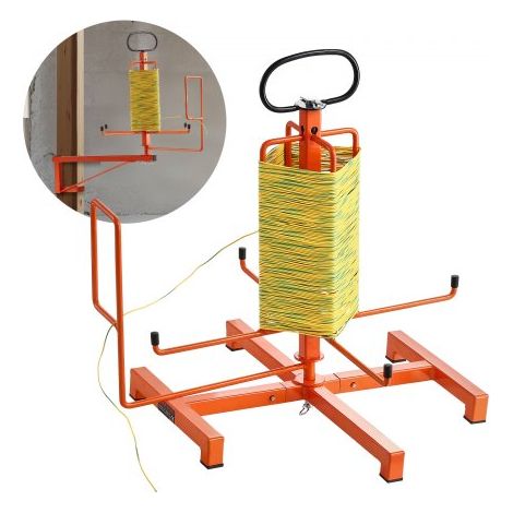 Dispensador de Cables para Montaje en Suelo o Montante, Portacarretes de Alambre con Asa Metálica Antideslizante para Transporte de Cableado y Ojal Giratorio para Uso Eléctrico, Industrial (1/5)