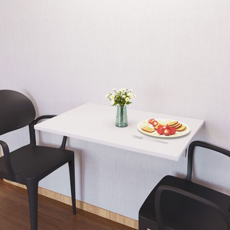 Platzsparender Klapptisch aus MDF und Metallrahmen, für Küche und Wohnzimmer, Weiß, 60 x 40 x 20 cm