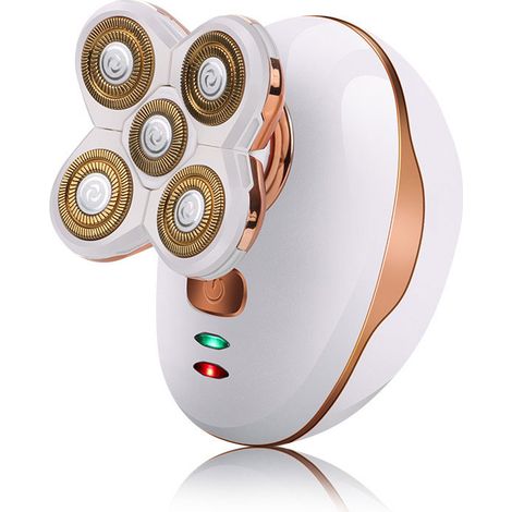 Rasoir électrique 5 têtes rasoir tête chauve cheveux barbe décapant tondeuse Rasoir électrique tête rasée machine à cinq têtes rechargeable étanche auto-assistant tête chauve rasoir Blanc