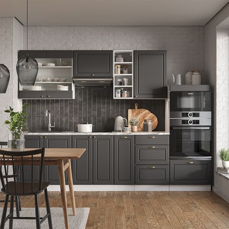 Cuisine Fame-Line, Anthracite-or/blanc, 280 cm , PT Anthracite, Vicco