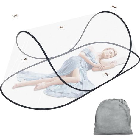 Moustiquaires Voyage Pop Up, Moustiquaire Lit Pliable 200 x 80 x 56 cm, Tente Camping Portable De Voyage, Moustiquaire Pop-up avec Fermeture Eclair pour Lit Simple, Camping (1/5)