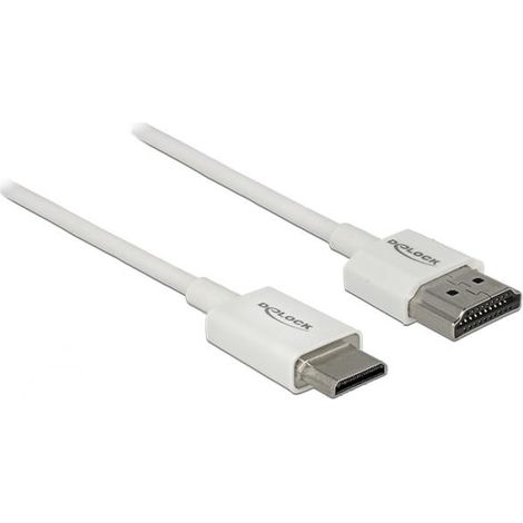 DeLOCK Slim Alta Qualità HDMI con cavo Ethernet HDMI (M) per HDMI mini (M) 1,5 m tripla coppia schermata bianca supporto…