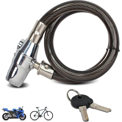 Antivol vélo avec alarme 110 dB – Cadenas en acier et PVC 80 cm – Verrouillage simple ou alarme – Protection renforcée (1/7)