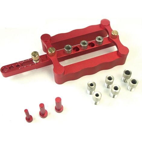 Gabarit de centrage automatique Guide de forage de goujon pour le travail du bois Localisateur de trous de perçage de menuiserie Gabarit de mortaise et de tenon avec échelle Accessoires de quincailler (1/5)