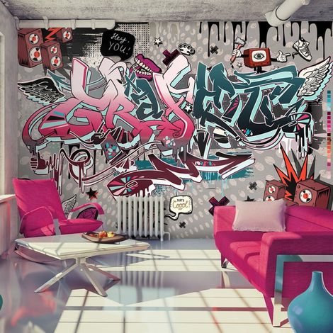 Papier peint graffitis hé toi  - 150 x 105 cm (1/4)