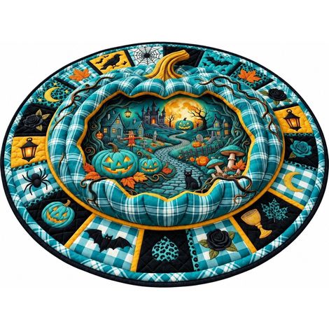 Tapis de sol rond Halloween, velours cristal, doux et lavable, cosplay, salon/chambre, commande personnalisée - Style 31 (1/5)
