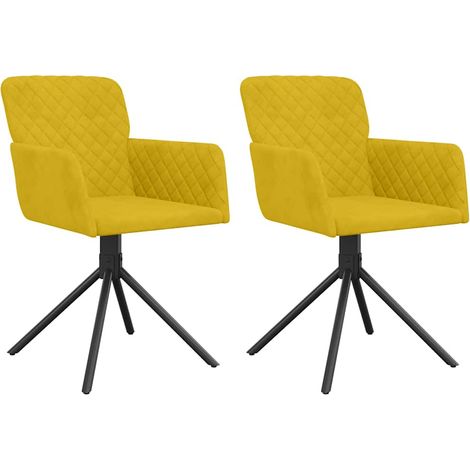 Chaises pivotantes à manger Chaise de cuisine lot de 2 Jaune Velours (1/5)