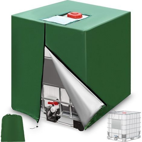 120x100x116cm Bâche pour Cuve 1000L, Couvercle Housse Protection 210D,Bache Anti-Poussière & Anti-UV, Accessoires Container Cuve avec Fermeture Éclair pour Recuperateur Eau Pluie, Réservoir IBC (Vert) (1/5)