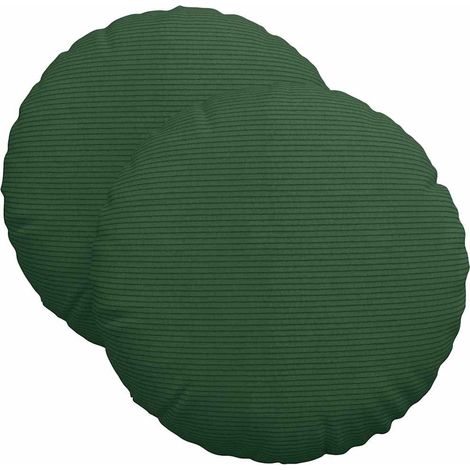 Seat Cushions 2 pcs Dark Green Ø 40 cm Corduroy Fabric vidaXL