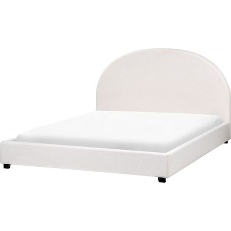 Bett mit Lattenrost Stoff VAUCLUSE 160 x 200 cm Cremeweiß