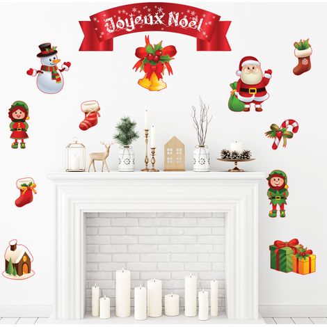 Sticker Noël décoration Joyeux Noël - Autocollants stickers adhésifs noël - décoration fêtes - 50x40cm (1/4)