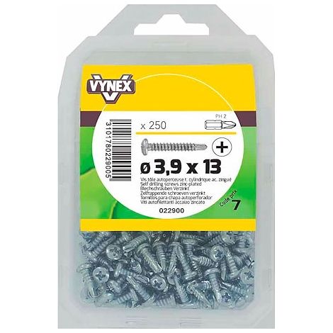 Vis tôle autoperceuse tête cylindrique cruci acier zingué Ø 3,9 x L 13 mm - Paquet de 250 - Maxiburo (1/2)