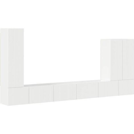 Set di Mobiletto da TV a Parete 6 pcs Bianco Lucido vidaXL