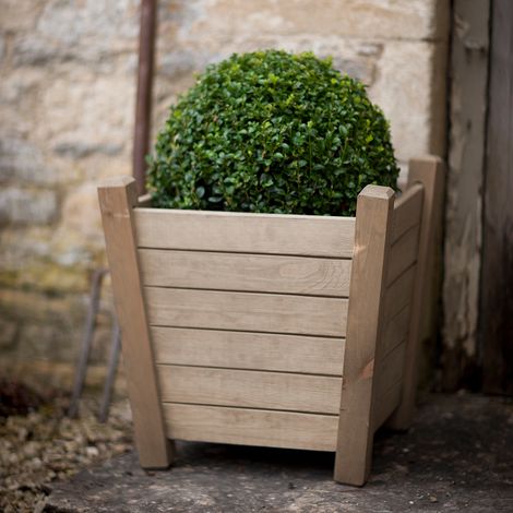 Garden Trading Kingham Wooden Planter Flower Tree Shrub Plant Pot 50cm