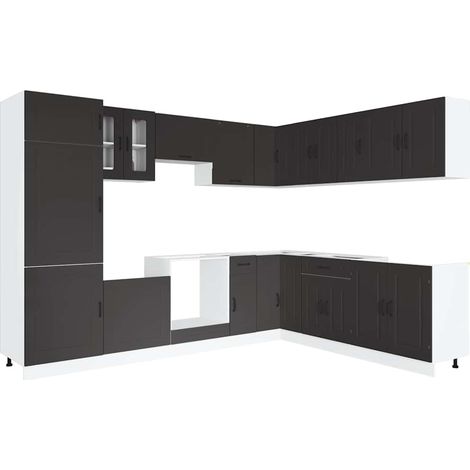 Maison Exclusive - Mueble de cocina Kalmar negra 14 piezas madera