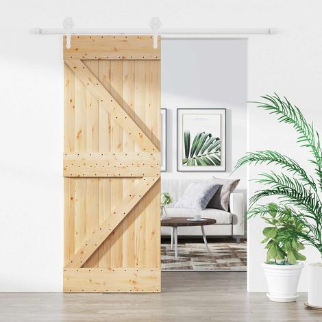 vidaXL Porta scorrevole Naturale e Bianco 80 x 210 cm
