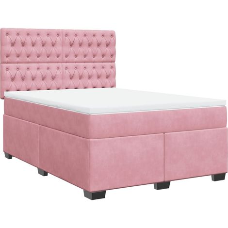 vidaXL Giroletto a Molle con Materasso Rosa 140x200 cm in Velluto (1/5)